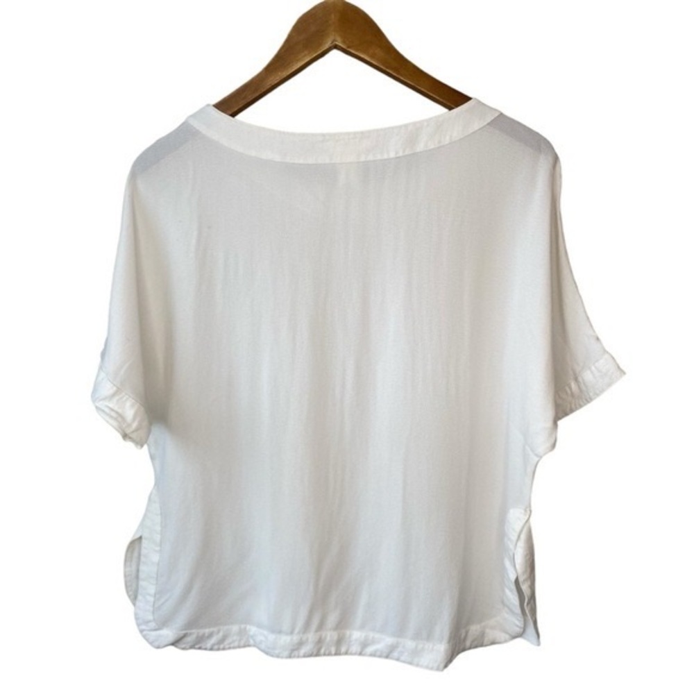 H&;M Top Shirt Pullover Bloe [Sz 6] Cream Off White Boat Neck Short Sleeve